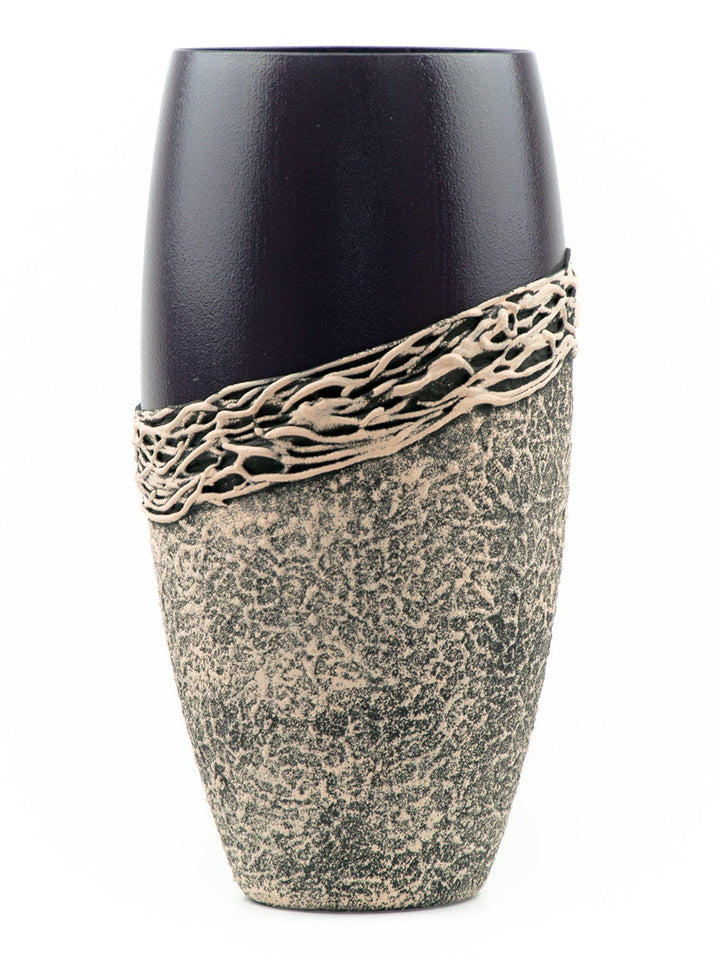 Handpainted Glass Vase for Flowers | Painted Art Glass Violet Oval Vase | Interior Design Home Room Decor | Table vase 12 inch-2