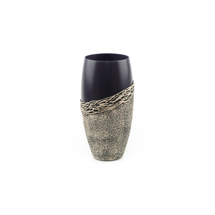 Handpainted Glass Vase for Flowers | Painted Art Glass Violet Oval Vase | Interior Design Home Room Decor | Table vase 12 inch-0