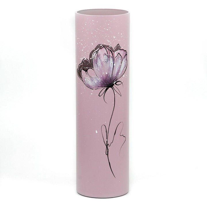 Gentle flower | Art decorated glass vase | Glass vase for flowers | Cylinder Vase | Interior Design | Home Decor | Large Floor Vase 16 inch-1