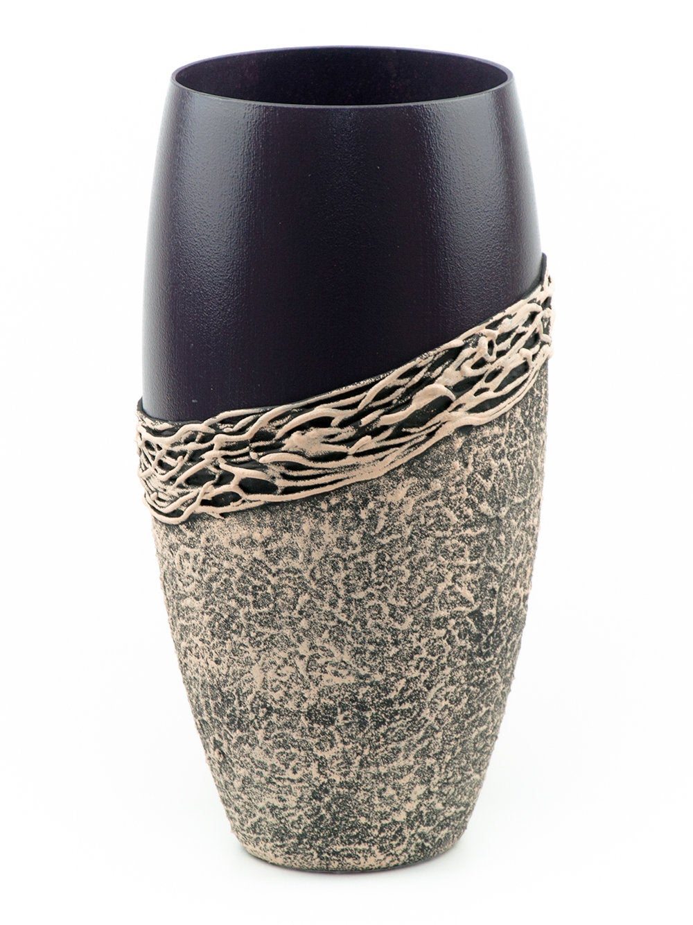 Handpainted Glass Vase for Flowers | Painted Art Glass Violet Oval Vase | Interior Design Home Room Decor | Table vase 12 inch-1
