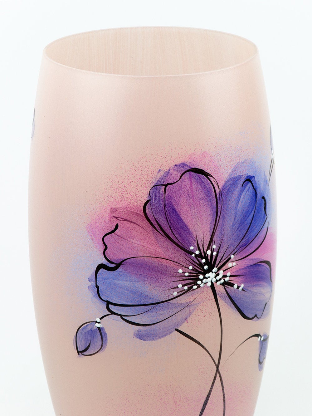 Handpainted Glass Vase for Flowers | Painted Art Glass Oval Vase | Interior Design Gentle Room Decor | Table vase 12 inch-2