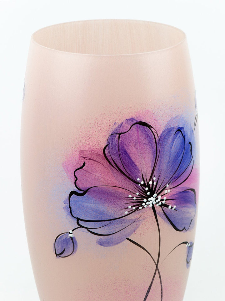 Handpainted Glass Vase for Flowers | Painted Art Glass Oval Vase | Interior Design Gentle Room Decor | Table vase 12 inch-2