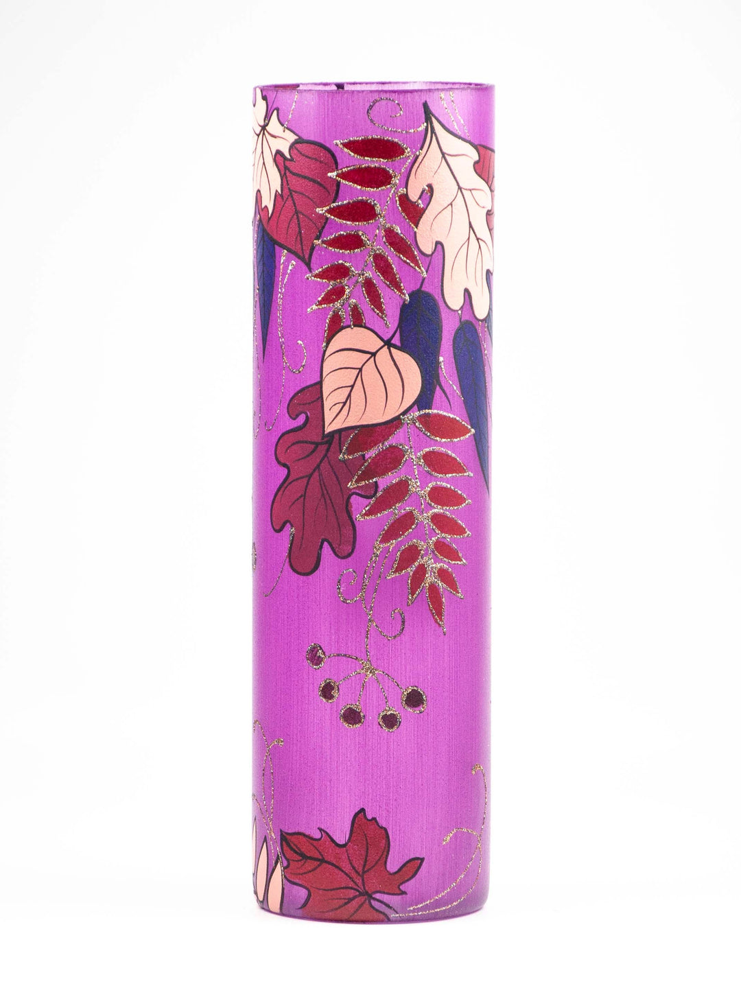 Bright autumn | Art decorated glass vase | Glass vase for flowers | Cylinder Vase | Interior Design | Home Decor | Large Floor Vase 16 inch-3