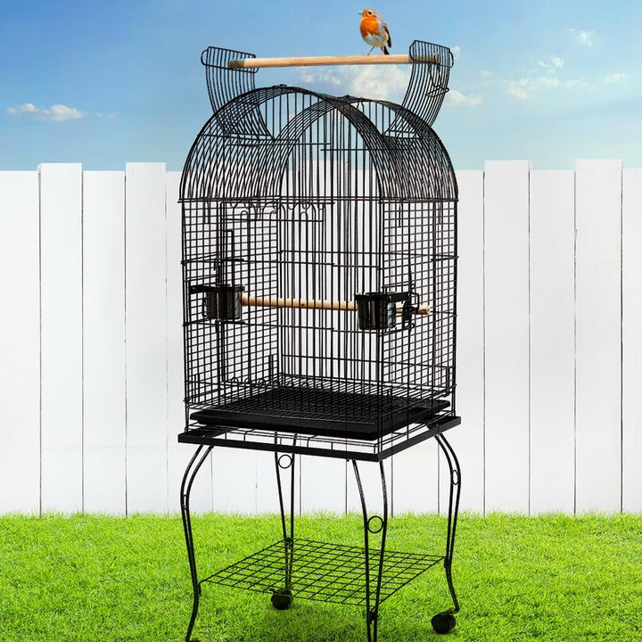 Large Bird Cage with Perch - Black-6