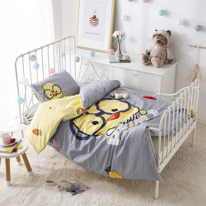 Gray chicken Bedding set 3-Piece Organic Cotton Fits Crib and Toddler-0