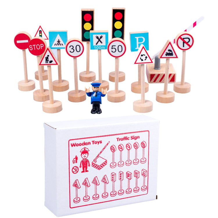 Wooden Traffic Road Signs Learning Toy-2