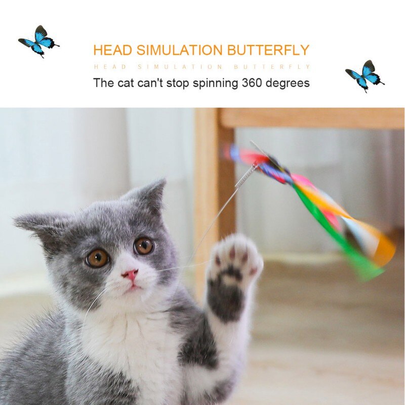 Funny dog Cat Toys Electric Rotating Colorful Butterfly Pet Scratch Toy For Cat Kitten dog cats intelligence trainning-10