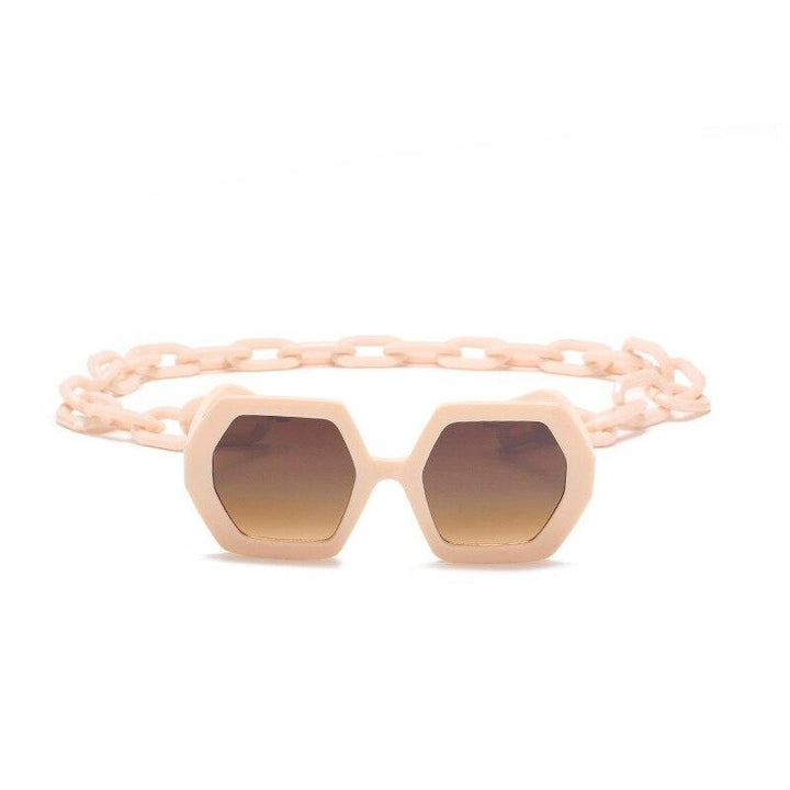 Vintage Polygon Chain Sunglasses Women Men 2020 Luxury Brand Design Retro Hexagon Oversized Sun Glasses Shades Male-13