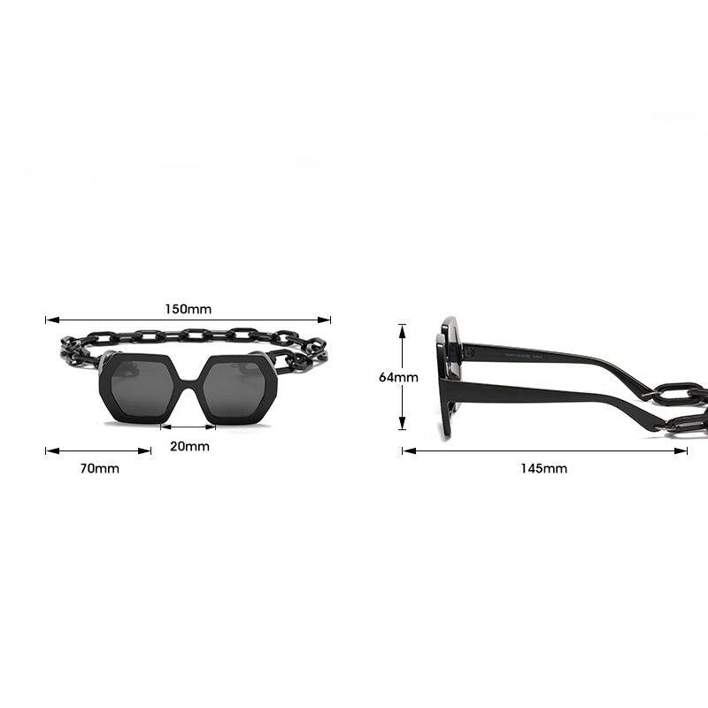 Vintage Polygon Chain Sunglasses Women Men 2020 Luxury Brand Design Retro Hexagon Oversized Sun Glasses Shades Male-14