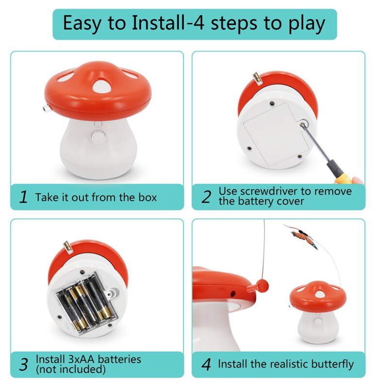 Smart Interactive Cat Toy Automatic Rotating Mode Toy Cats Funny Pet Game Electronic Cat Toy butterfly Feather Toys Kitty-1