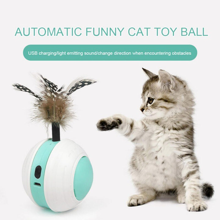 Smart Interactive Cat Toy USB Rechargeable Led Light Self Rotating Ball Pets Playing Toys Motion Activated Pet Ball-0