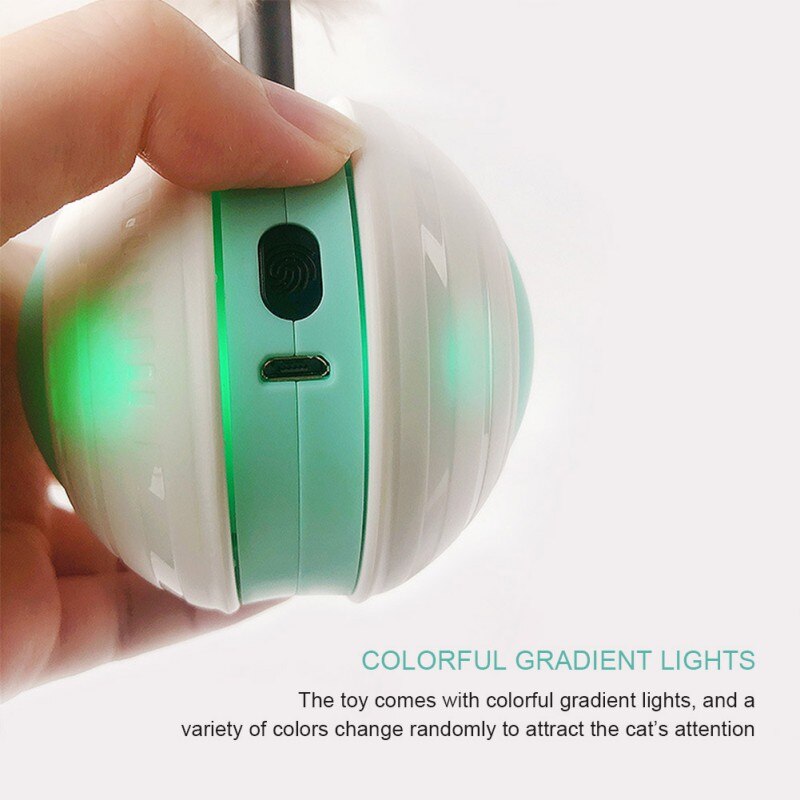 Smart Interactive Cat Toy USB Rechargeable Led Light Self Rotating Ball Pets Playing Toys Motion Activated Pet Ball-1