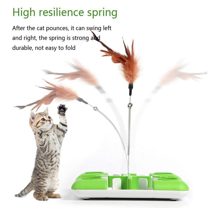 Pet Cat Toys Puzzle Game Toy for Cats And Dogs Treat Dispenser Spring Feather Wand Fun Maze Feeder Training Cat toy-1