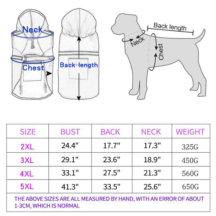 Pet Dog Raincoats Reflective Small Large Dogs Rain Coat Waterproof Jacket Fashion Outdoor Breathable Puppy Clothes 2XL-5XL-5