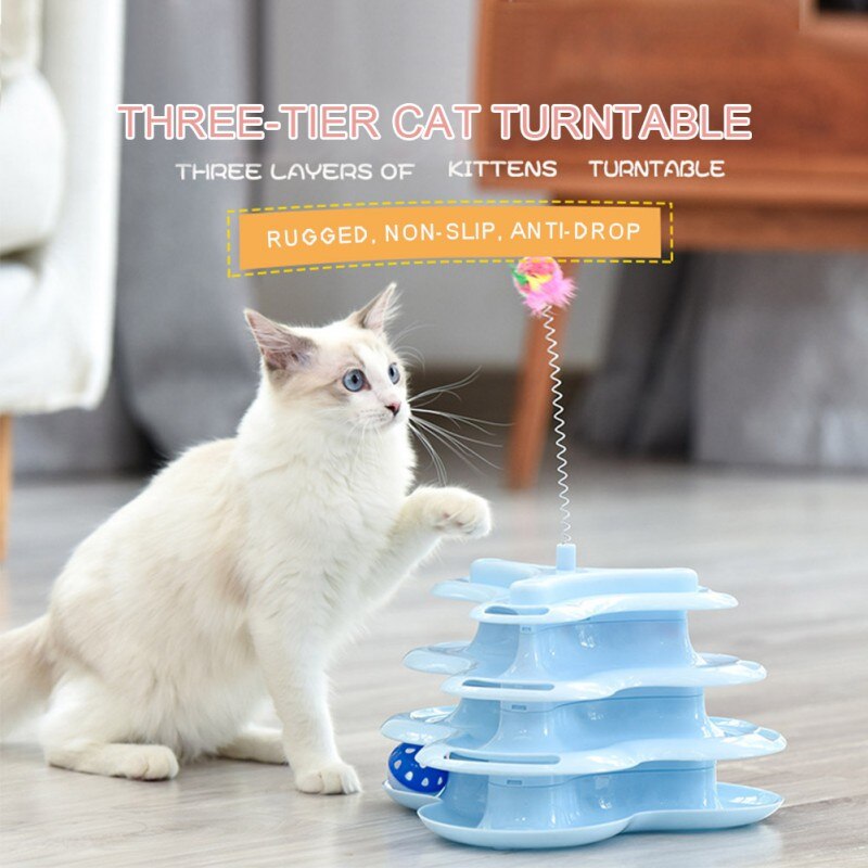 Pet Cat Stick Toy Funny Tower Tracks Disc Cat Tracks Toys Training Intelligence Amusement Plate Cat Ball Toys For Cats Kitten-9