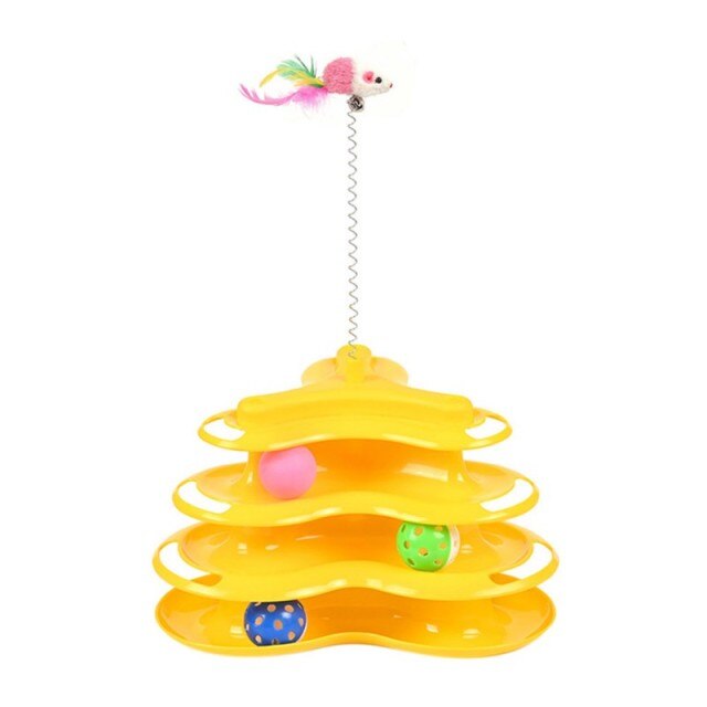 Pet Cat Stick Toy Funny Tower Tracks Disc Cat Tracks Toys Training Intelligence Amusement Plate Cat Ball Toys For Cats Kitten-2