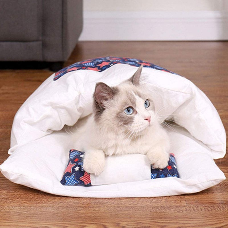 Winter Warm Pet Dog Cave Bed Soft Fleece Washable Removable for Cat Puppy Japanese Style Sleeping Bag Cushion House-5