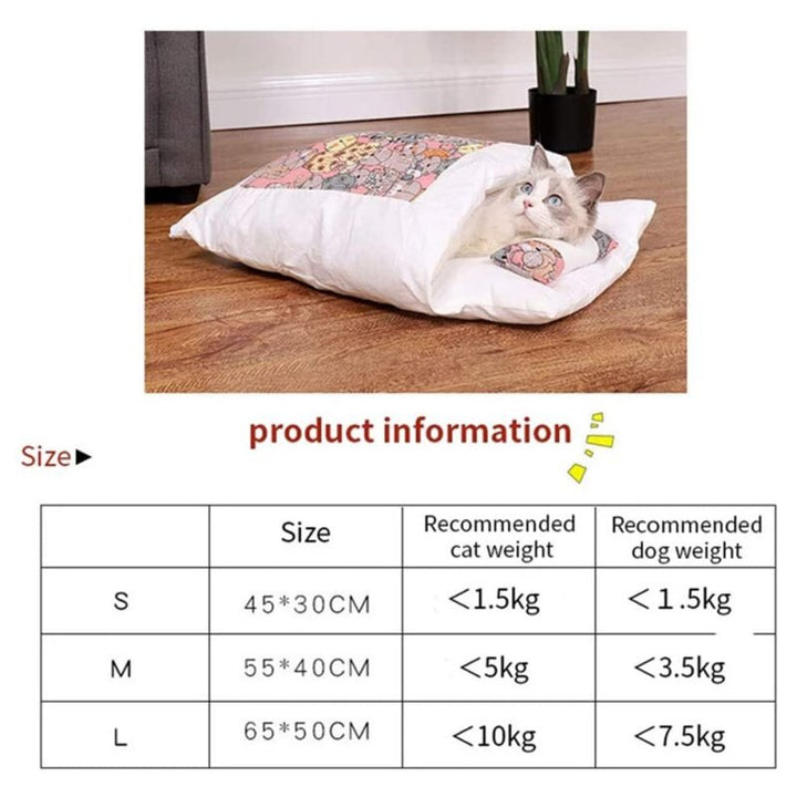 Winter Warm Pet Dog Cave Bed Soft Fleece Washable Removable for Cat Puppy Japanese Style Sleeping Bag Cushion House-7