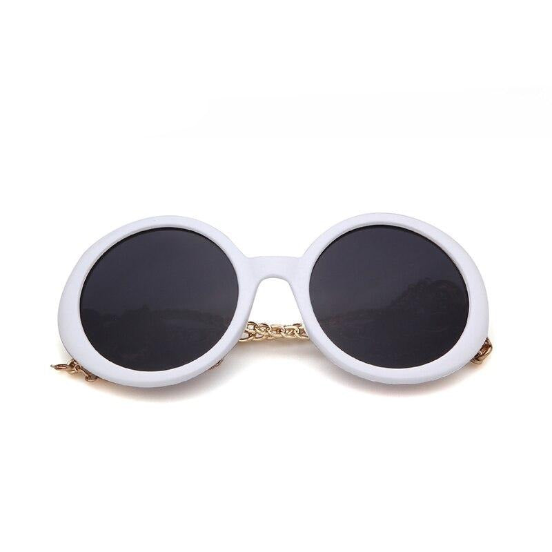 Vintage fashion round Sunglasses Women brand designer Candy Color Frame Fringed decorative pendant Sun Glasses-15