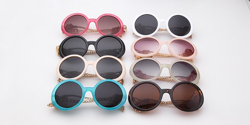 Vintage fashion round Sunglasses Women brand designer Candy Color Frame Fringed decorative pendant Sun Glasses-2