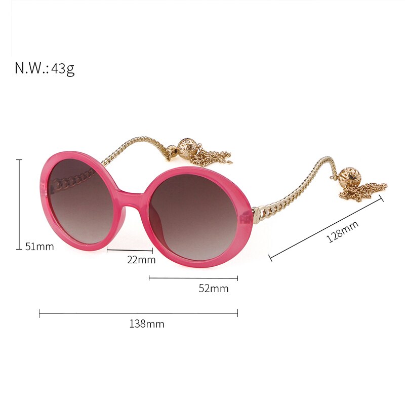 Vintage fashion round Sunglasses Women brand designer Candy Color Frame Fringed decorative pendant Sun Glasses-11