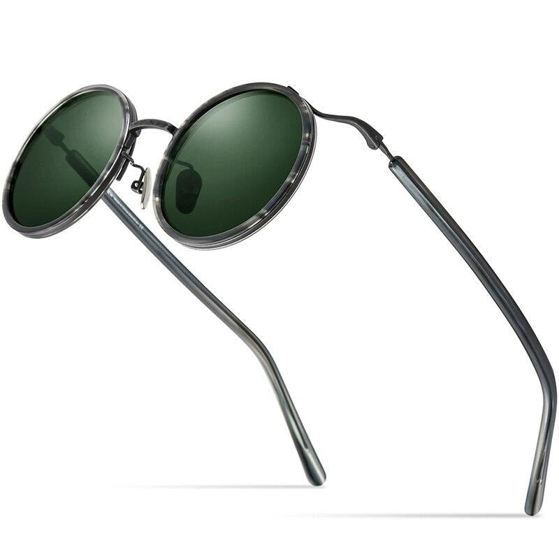 Titanium Acetate Polarized Sunglasses Men New Retro Vintage Round UV400 Sun Glasses for Women Shades-2