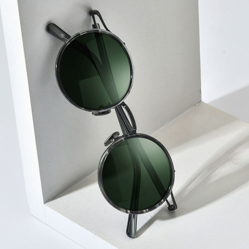 Titanium Acetate Polarized Sunglasses Men New Retro Vintage Round UV400 Sun Glasses for Women Shades-0