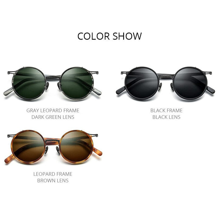 Titanium Acetate Polarized Sunglasses Men New Retro Vintage Round UV400 Sun Glasses for Women Shades-1