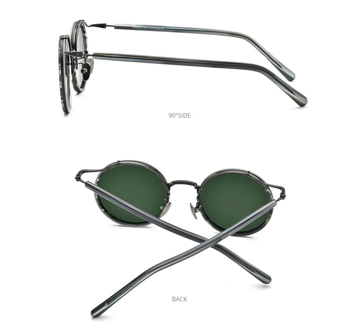 Titanium Acetate Polarized Sunglasses Men New Retro Vintage Round UV400 Sun Glasses for Women Shades-9