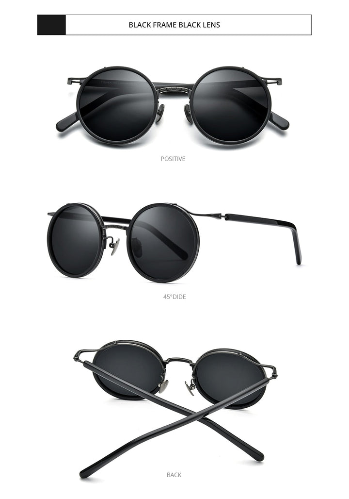Titanium Acetate Polarized Sunglasses Men New Retro Vintage Round UV400 Sun Glasses for Women Shades-11