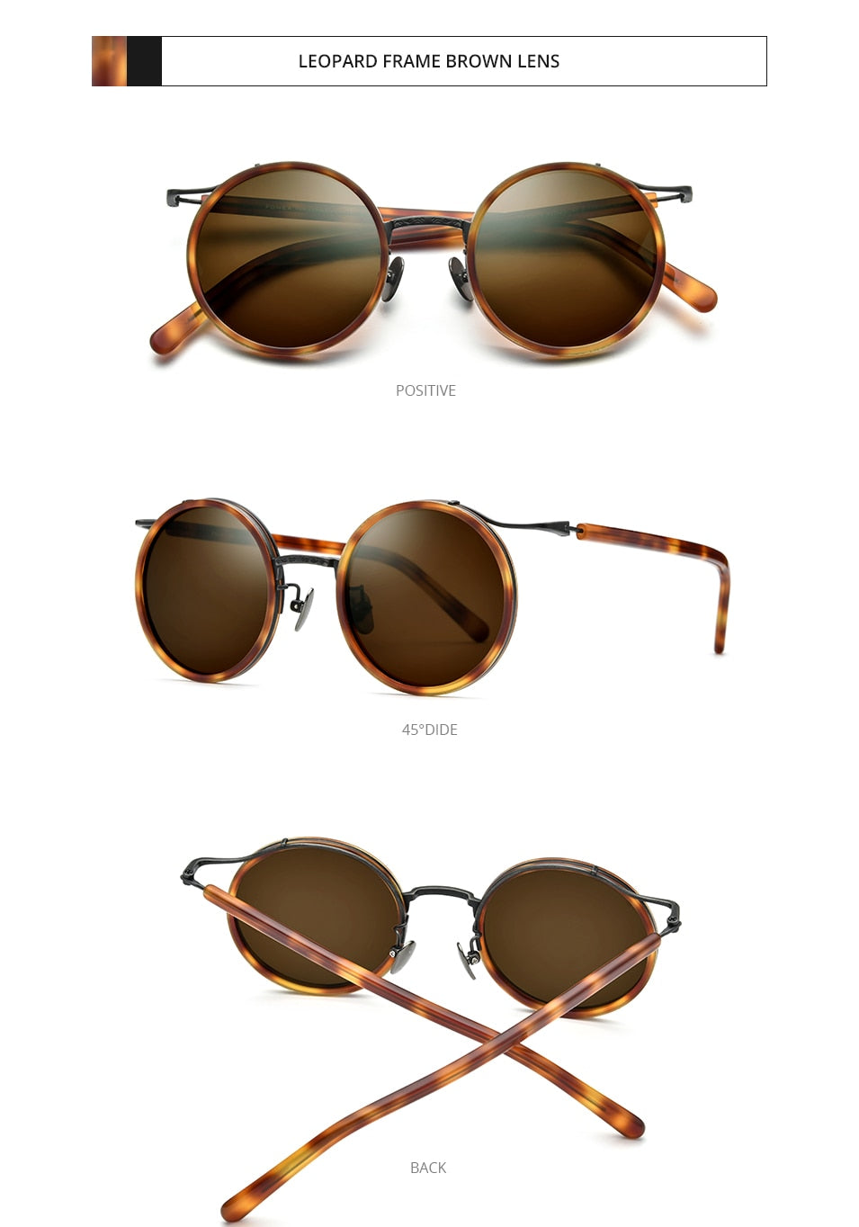 Titanium Acetate Polarized Sunglasses Men New Retro Vintage Round UV400 Sun Glasses for Women Shades-10