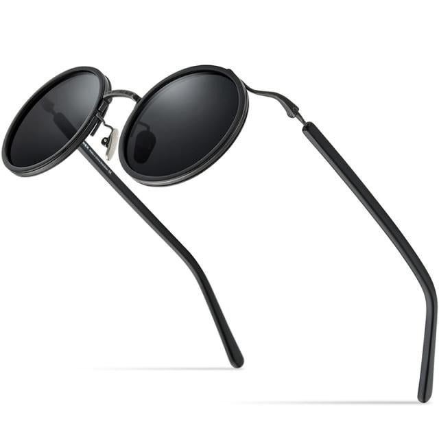 Titanium Acetate Polarized Sunglasses Men New Retro Vintage Round UV400 Sun Glasses for Women Shades-3