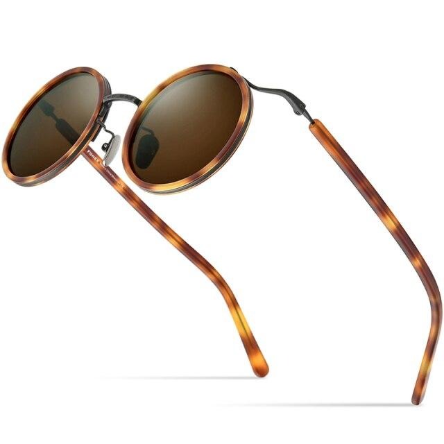 Titanium Acetate Polarized Sunglasses Men New Retro Vintage Round UV400 Sun Glasses for Women Shades-4
