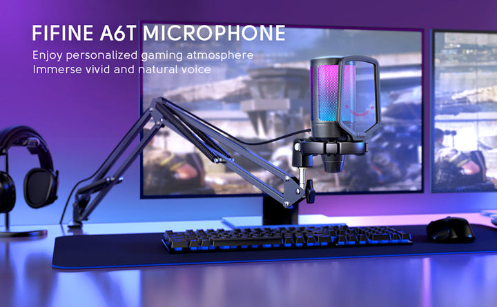 USB Gaming Microphone Kit for PC,PS4/5 Condenser Cardioid Mic Set with Mute Button/RGB /Arm Stand-7