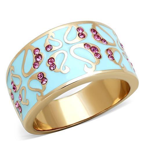 TK1689 - IP Rose Gold(Ion Plating) Stainless Steel Ring with Top Grade Crystal  in Rose-0